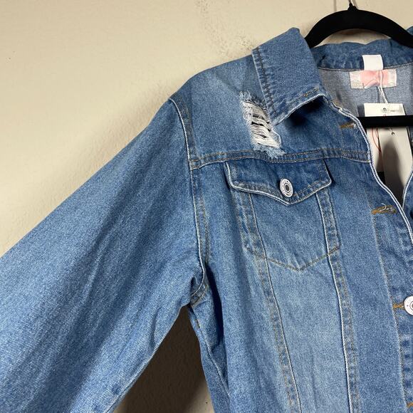 C+D+M Collection Womens Medium Esley Light Wash Denim Jacket Blue Button Up - Picture 4 of 8